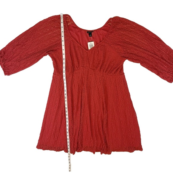 Torrid Plus Size 2 - 2X (18-20)  Mini Lace Fit Flare Dress Red 3/4 Sleeves NWT - Picture 7 of 16